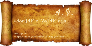 Adorján Valéria névjegykártya